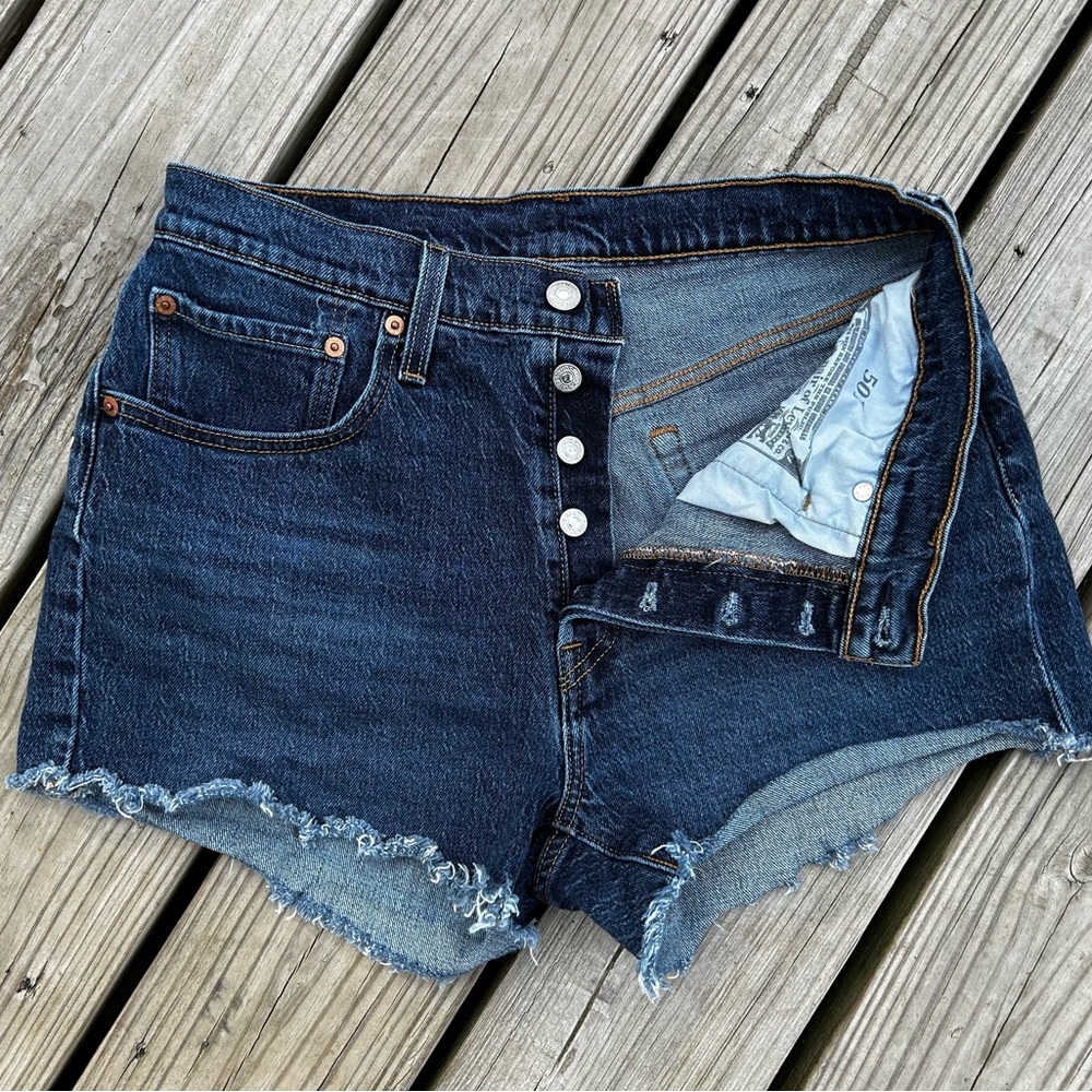 Levi's 501 Button Fly Blue Denim Shorts